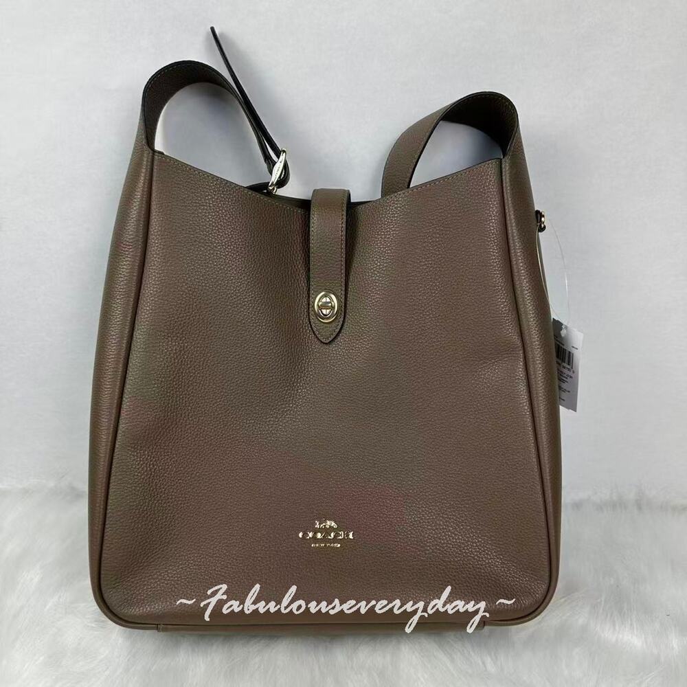 Coach Hadley Large Shoulder Bag In Leather/Gold/Dark stone CCD65 NWT